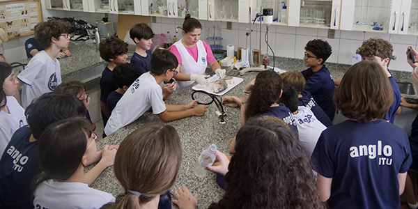 Alunos na aula em laboratório 